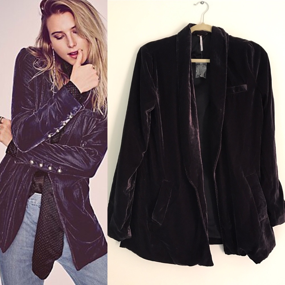 FREE PEOPLE Yesterday's Muse Velvet Jacket- Purple